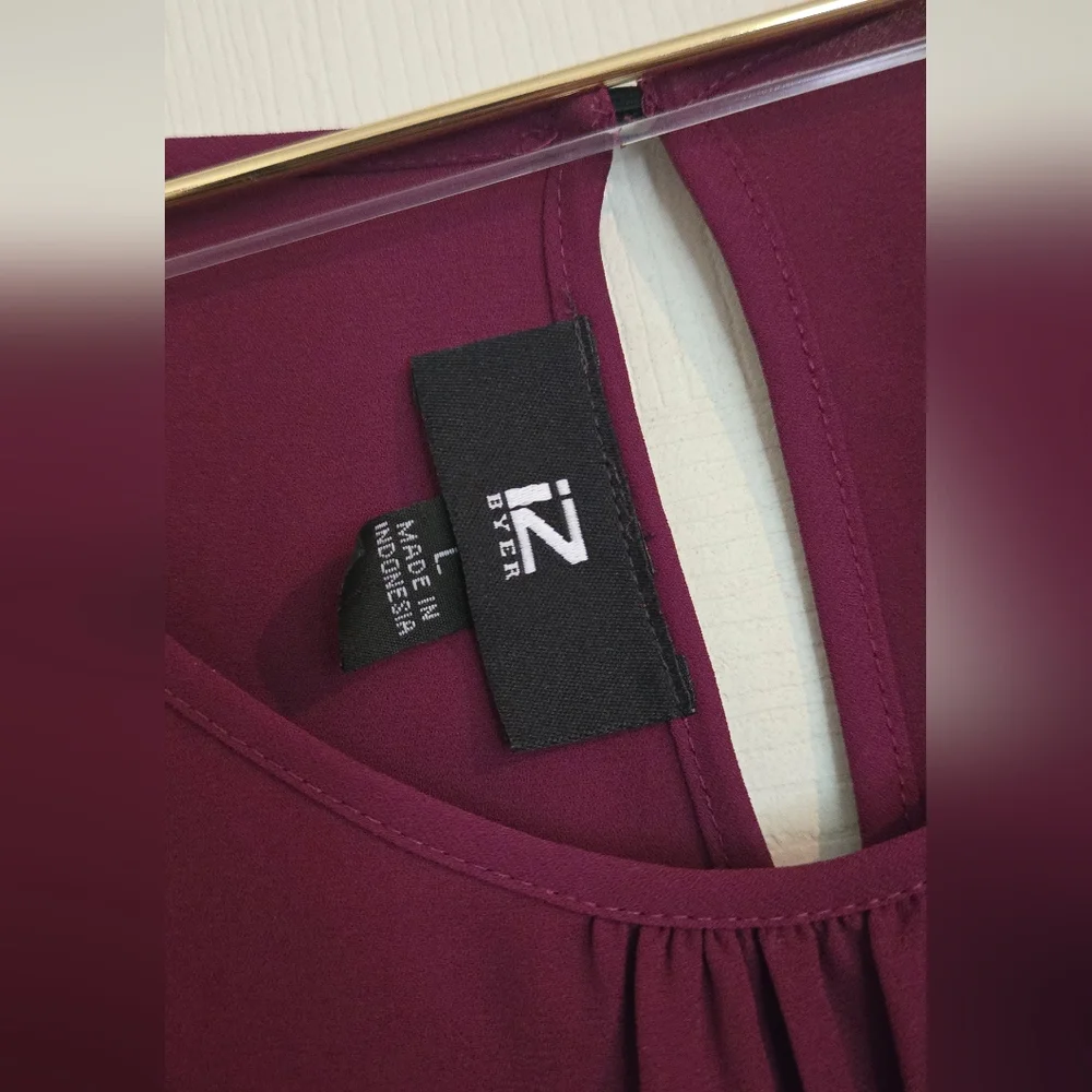 Iz Byer Purple Long Sleeve Flowy Blouse with Studs On Sleeves - Picture 6 of 12
